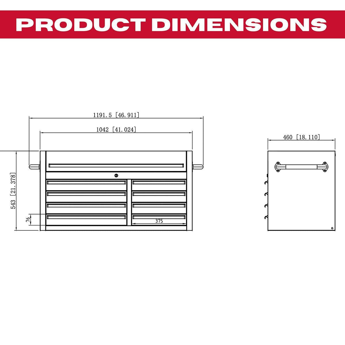 Excel 41inch 6 Drawer Stainless Steel Cabinet with 8 Drawer Top Chest