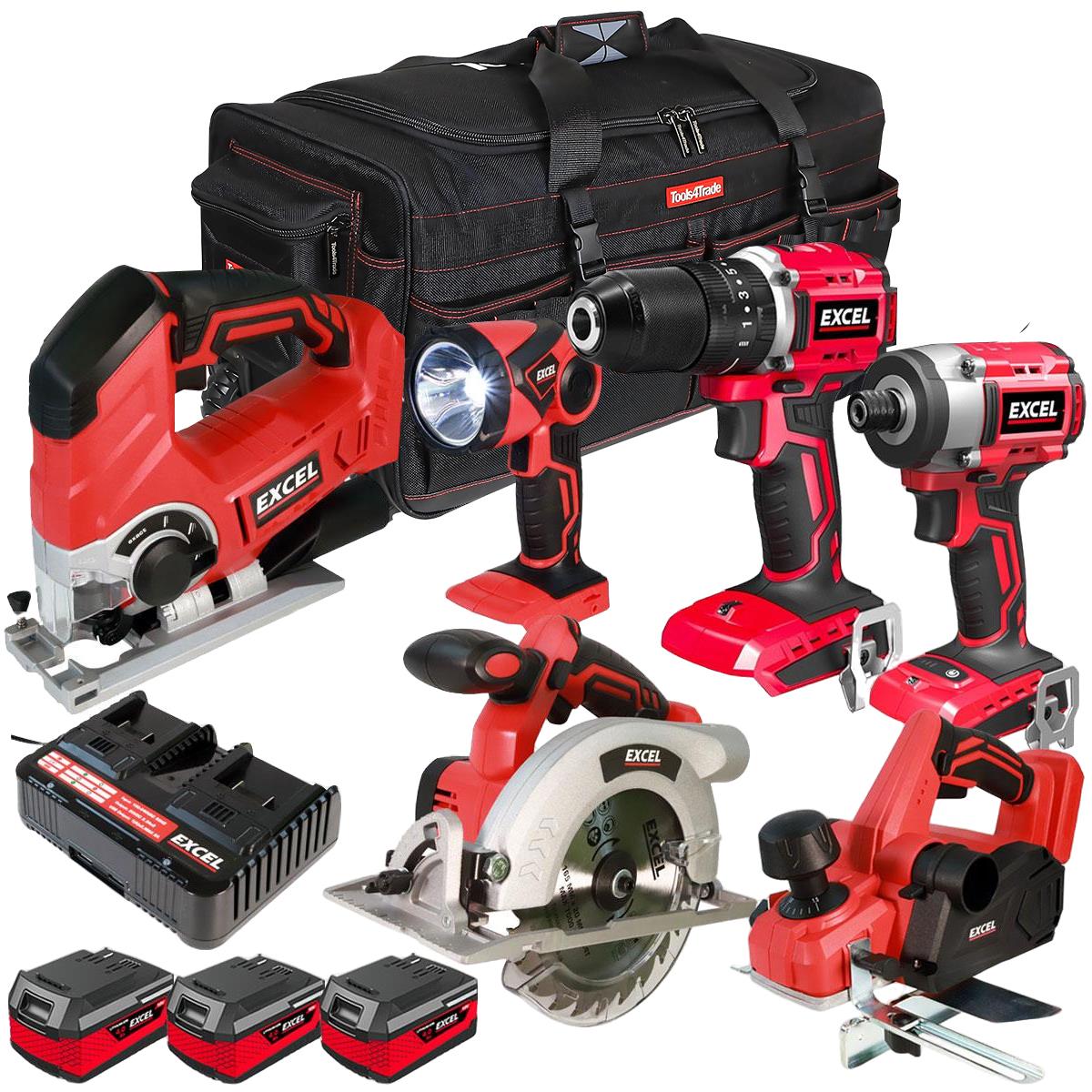 Excel 18V 6 Piece Combo Kit with 3 x 4.0Ah Batteries & Charger EXLKIT-16288