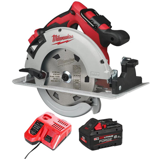 Milwaukee M18BLCS66-0 18V Brushless 190mm Circular Saw with 1 x 8.0Ah Battery & Charger