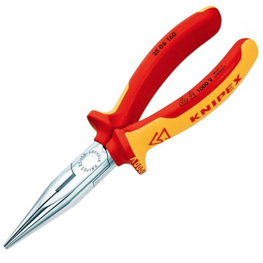 Knipex 160mm VDE Snipe Nose Side Cutting Pliers with Multi-Component Grip 25 06 160 SB