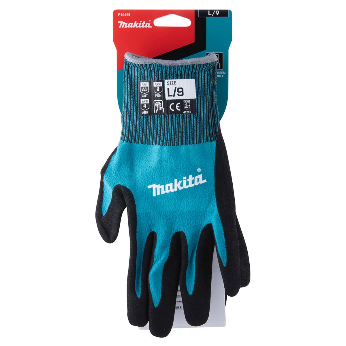 Makita P-84698 Fitknit Cut Level 1 Nitrile Coated Dipped Gloves Size Large