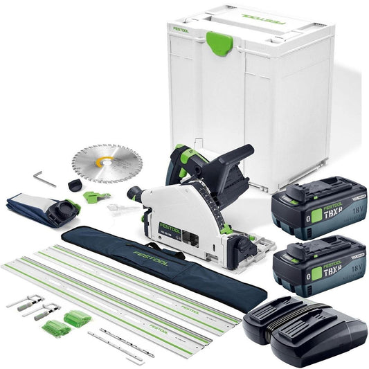 Festool TSC 55 KEB-Basic 36V Brushless 160mm Plunge Cut Saw 578738 with 2 x 8.0Ah Battery & Guide Rail Kit Set