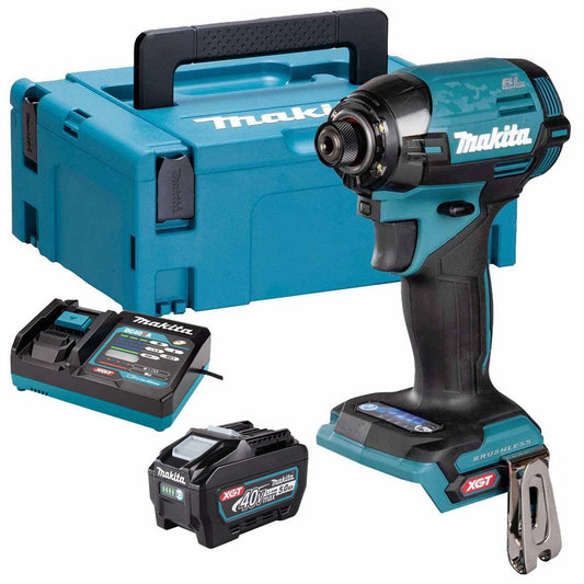 Makita TD002GZ04 40V Max XGT Brushless Impact Driver With 1 x 5.0Ah Battery Charger & Case