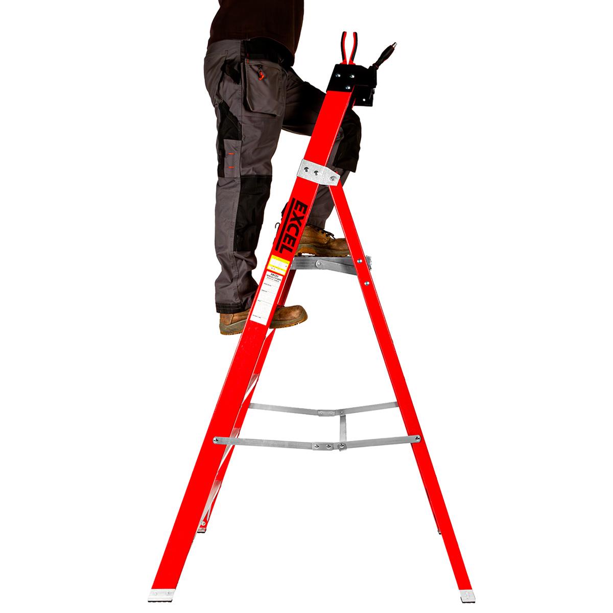 Excel Electricians Fibreglass Platform Step Ladder 5 Tread 1.81m EN131