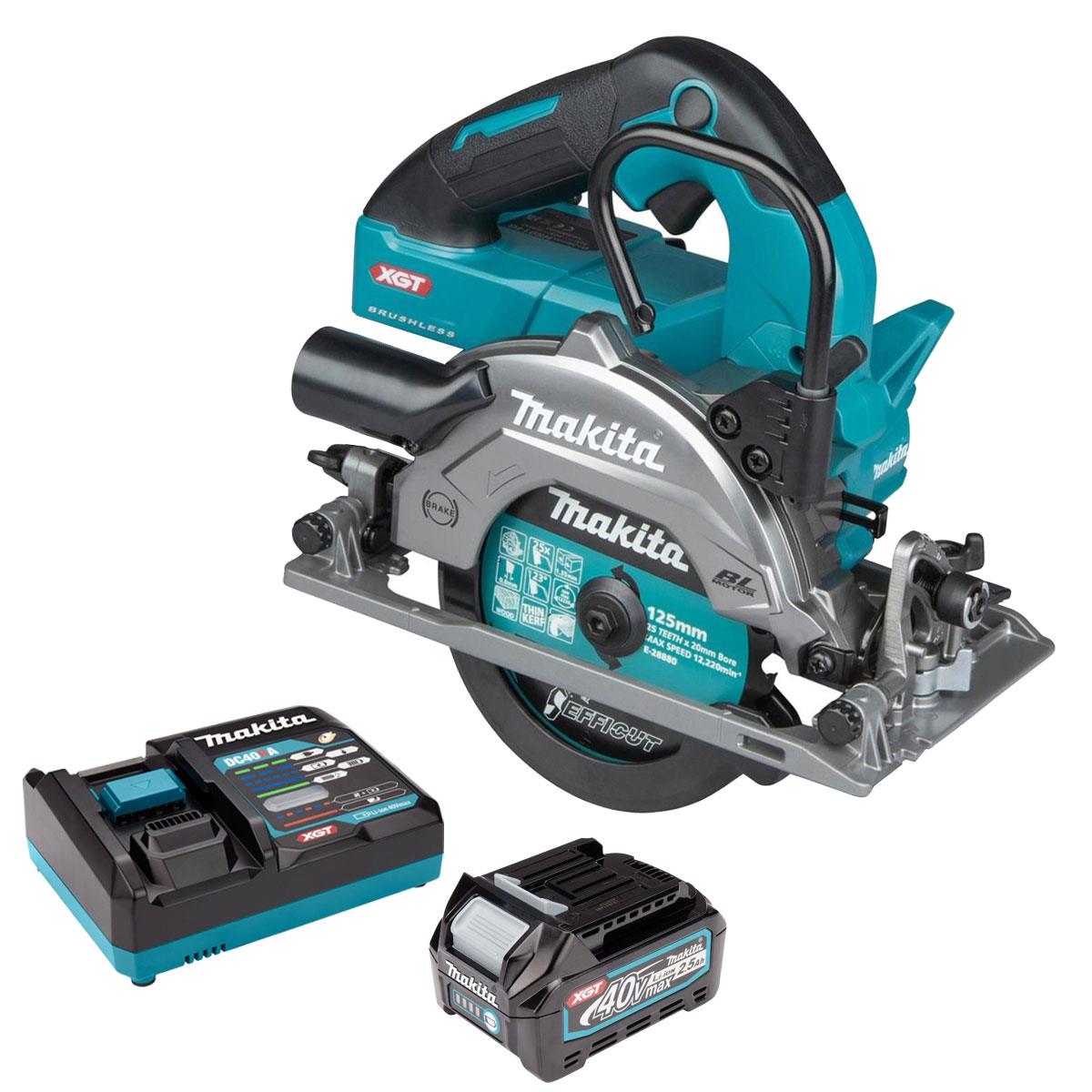 Makita HS014GZ 40V Max XGT Brushless 125mm Circular Saw with 1 x 2.5Ah Battery & Charger