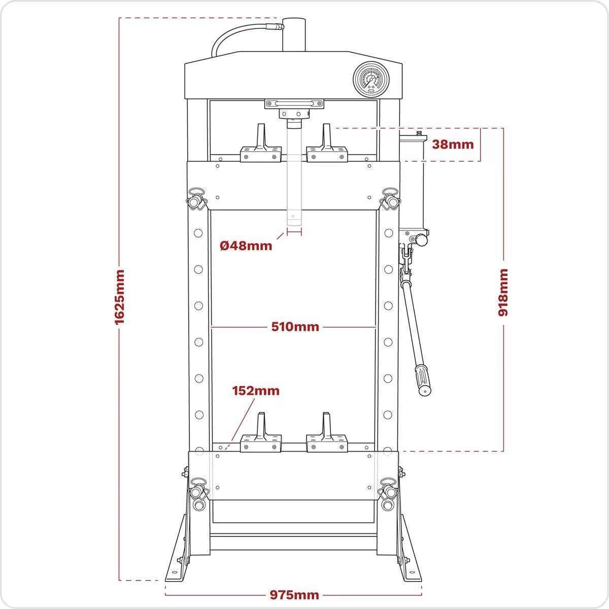 Sealey YK209F Premier Heavy-Duty Floor Type Hydraulic Press 20 Tonne