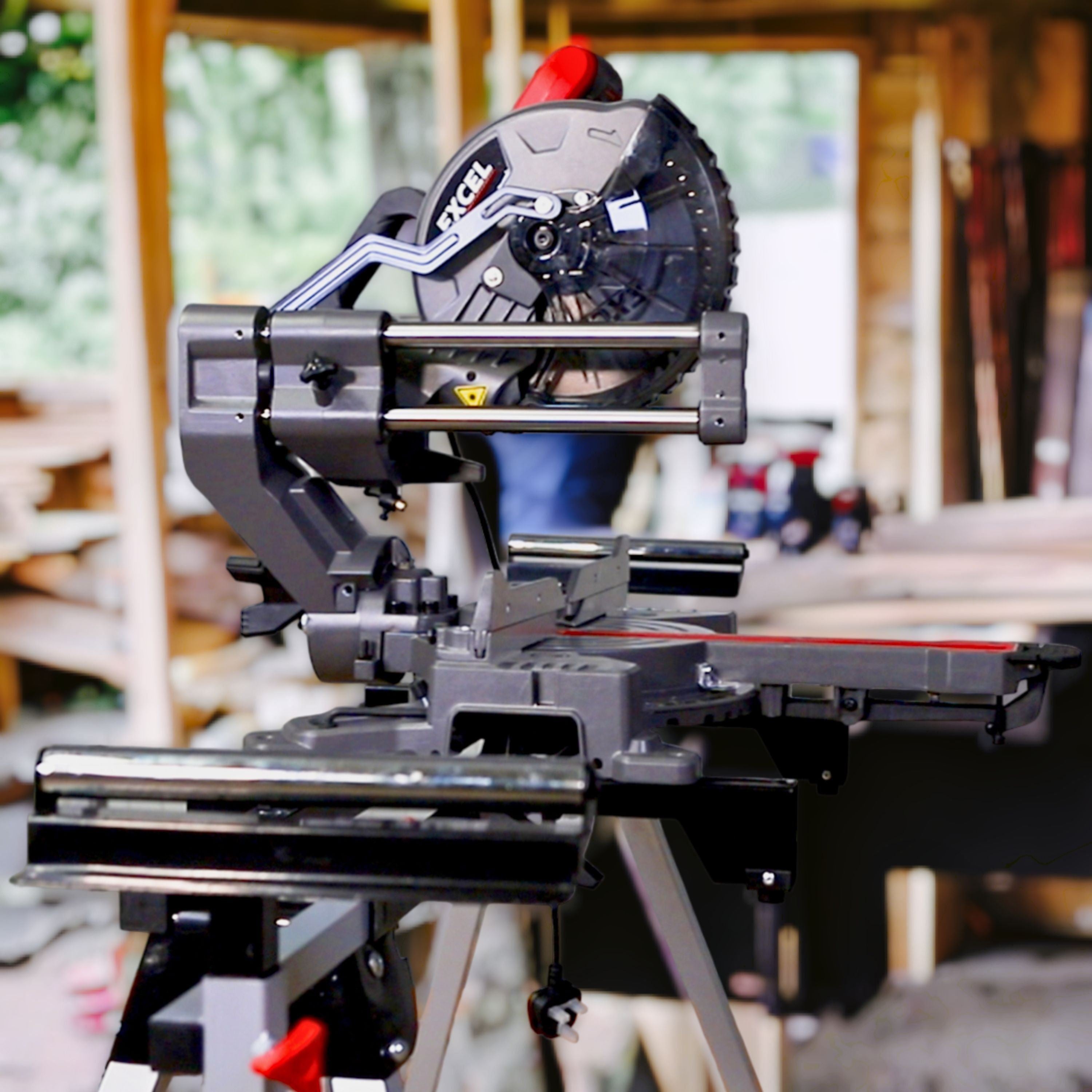 Excel Mitre Saw Large Base 216mm 240V/1500W & Laser with Universal Stand