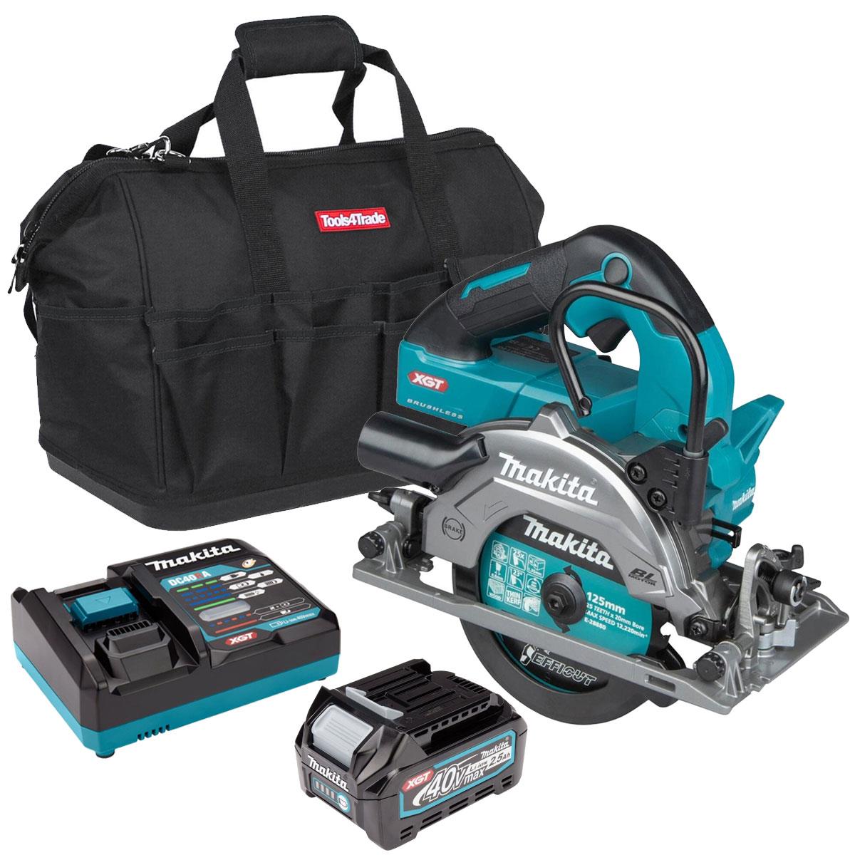 Makita HS014GZ 40V Max XGT Brushless 125mm Circular Saw with 1 x 2.5Ah Battery Charger & Bag