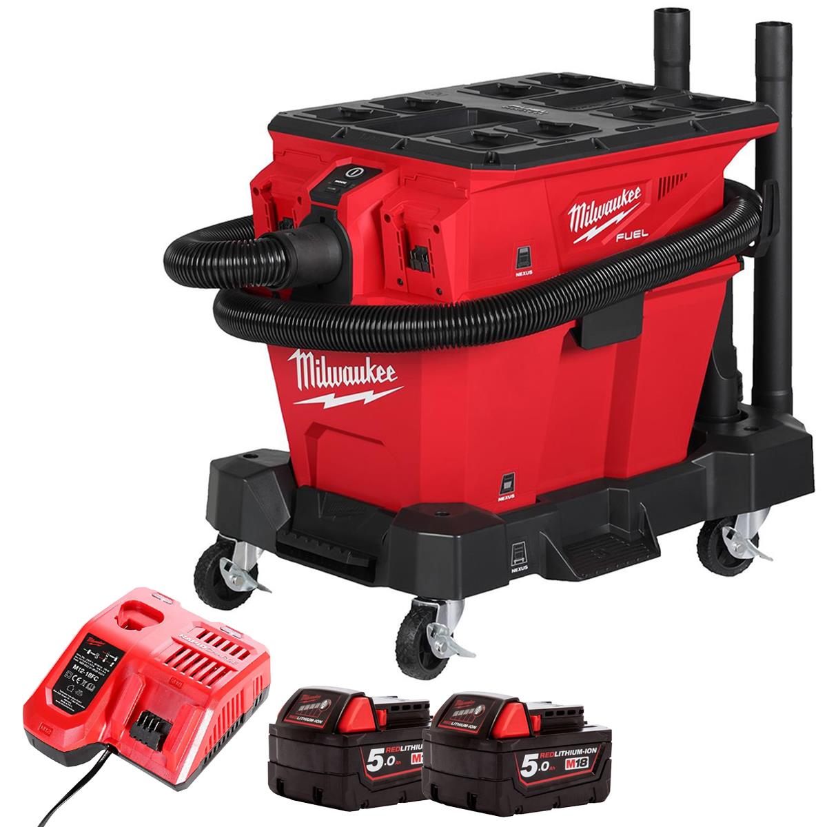 Milwaukee M18F2VC23LG2-0 36V Brushless Wet & Dry Vacuum Cleaner with 2 x 5.0Ah Battery & Charger