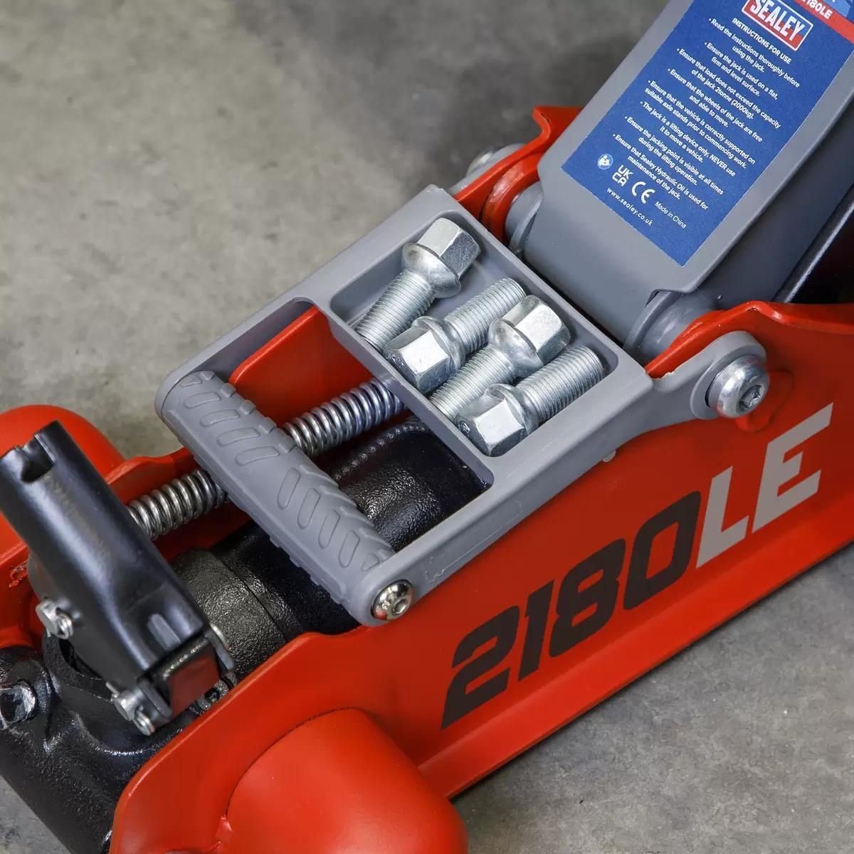 Sealey 2180LE 180° Handle Low Profile Short Chassis Trolley Jack 2 Tonne Red