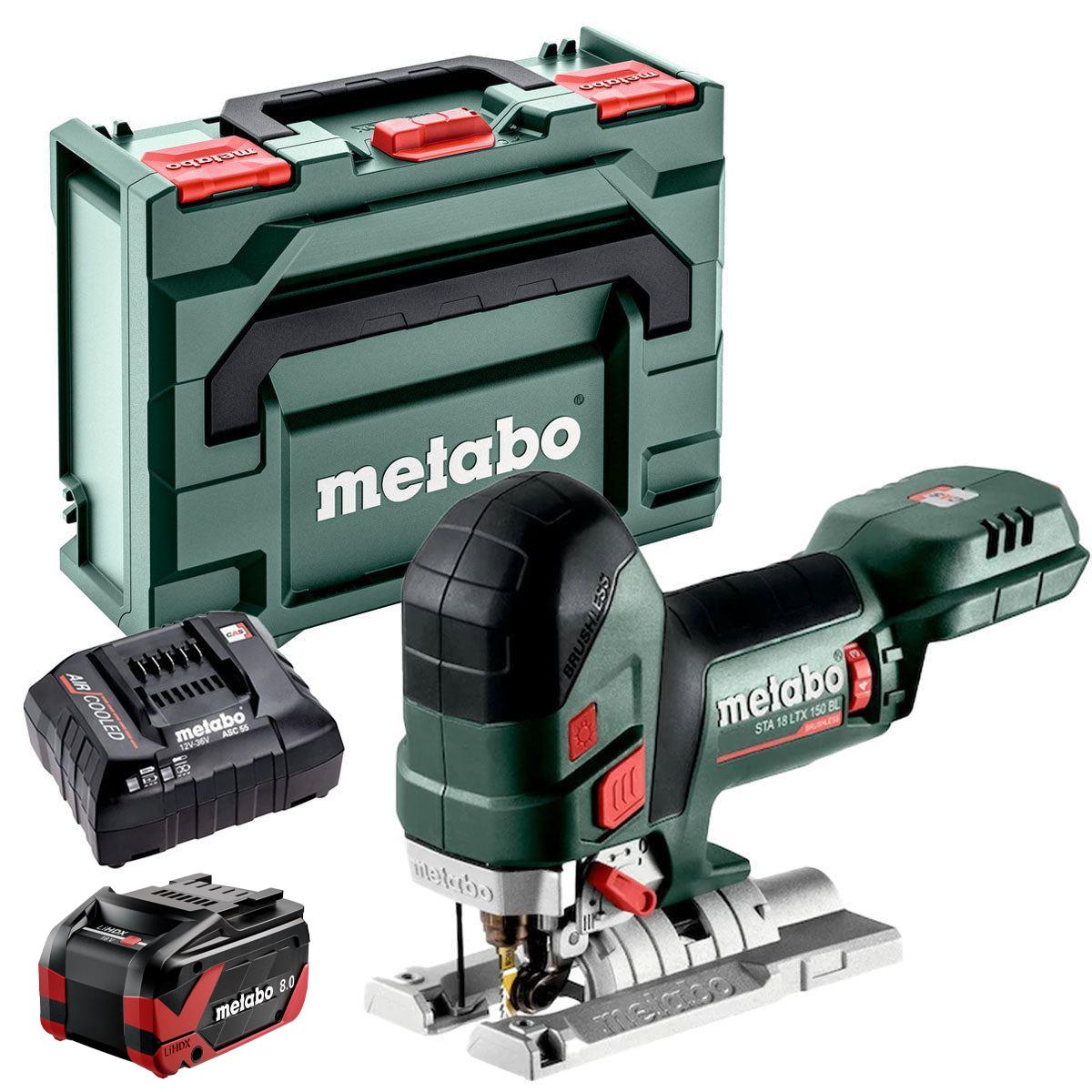 Metabo STA 18 LTX 150 BL 18V Brushless Body Grip Jigsaw with 1 x 8.0Ah Battery Charger & Metabox