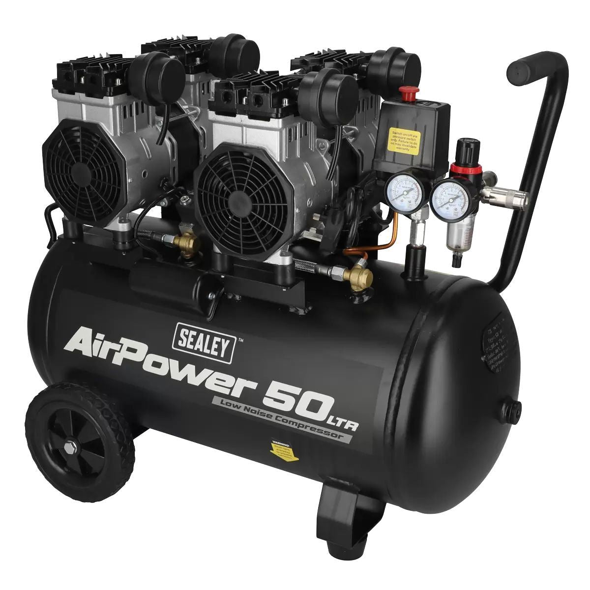 Sealey SAC5001S 50L Low Noise Oil Free Direct Drive Air Compressor 2 x 2hp/230V