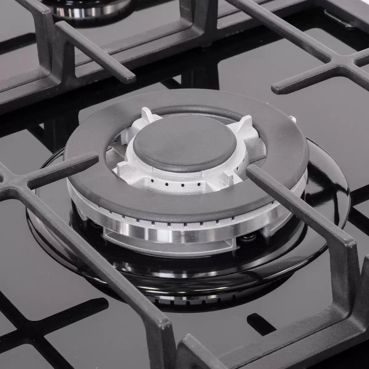 Sealey DH383 Baridi 90cm Gas Hob Black Glass with 5 Burners, Cast Iron Supports & Auto Ignition 11kW/230V