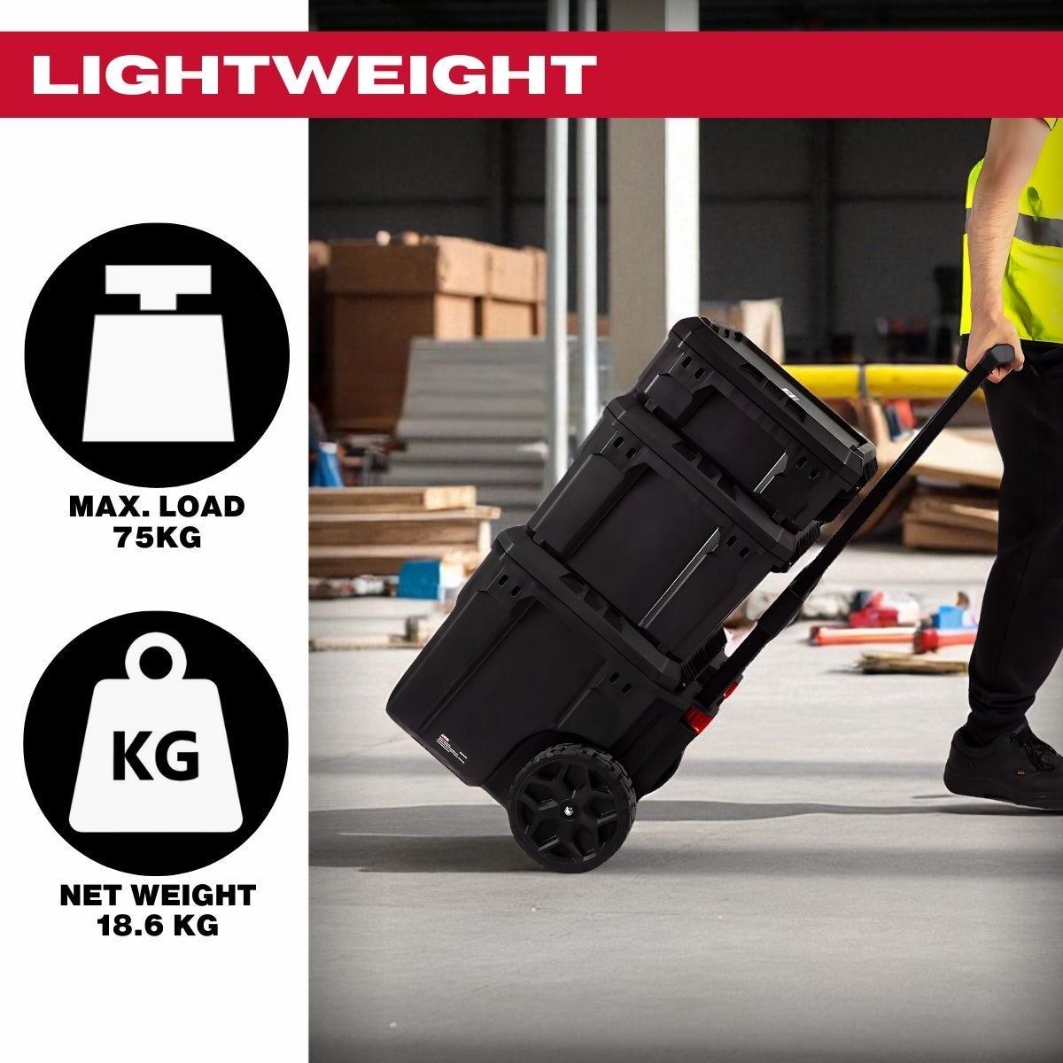 Excel Modular Tool Box Heavy Duty Mobile Storage 6 Piece Set with Organiser & Wheels