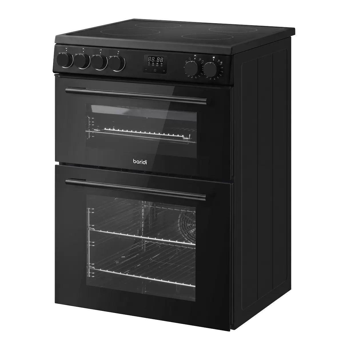 Sealey DH429 Baridi 60cm Freestanding Cooker with 99L Double Cavity & Ceramic Hob Black 240V