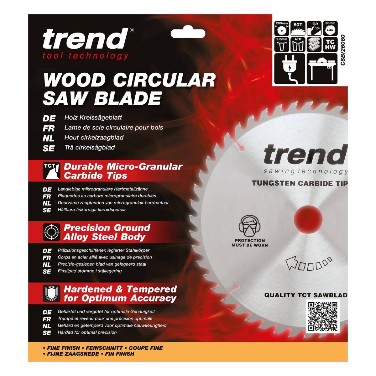Trend CSB/26060 Wood Circular Saw Blade 260mm x 30mm x 60T