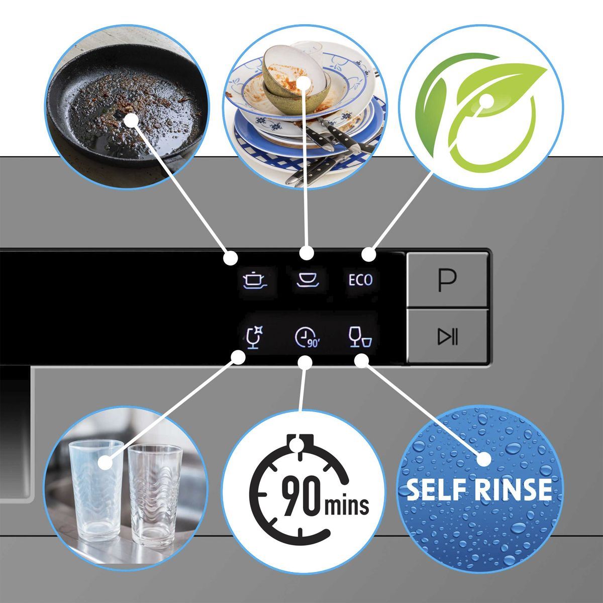 Sealey DH87 Baridi Tabletop Dishwasher 8 Place Settings 8L Capacity Silver 230V/1500W