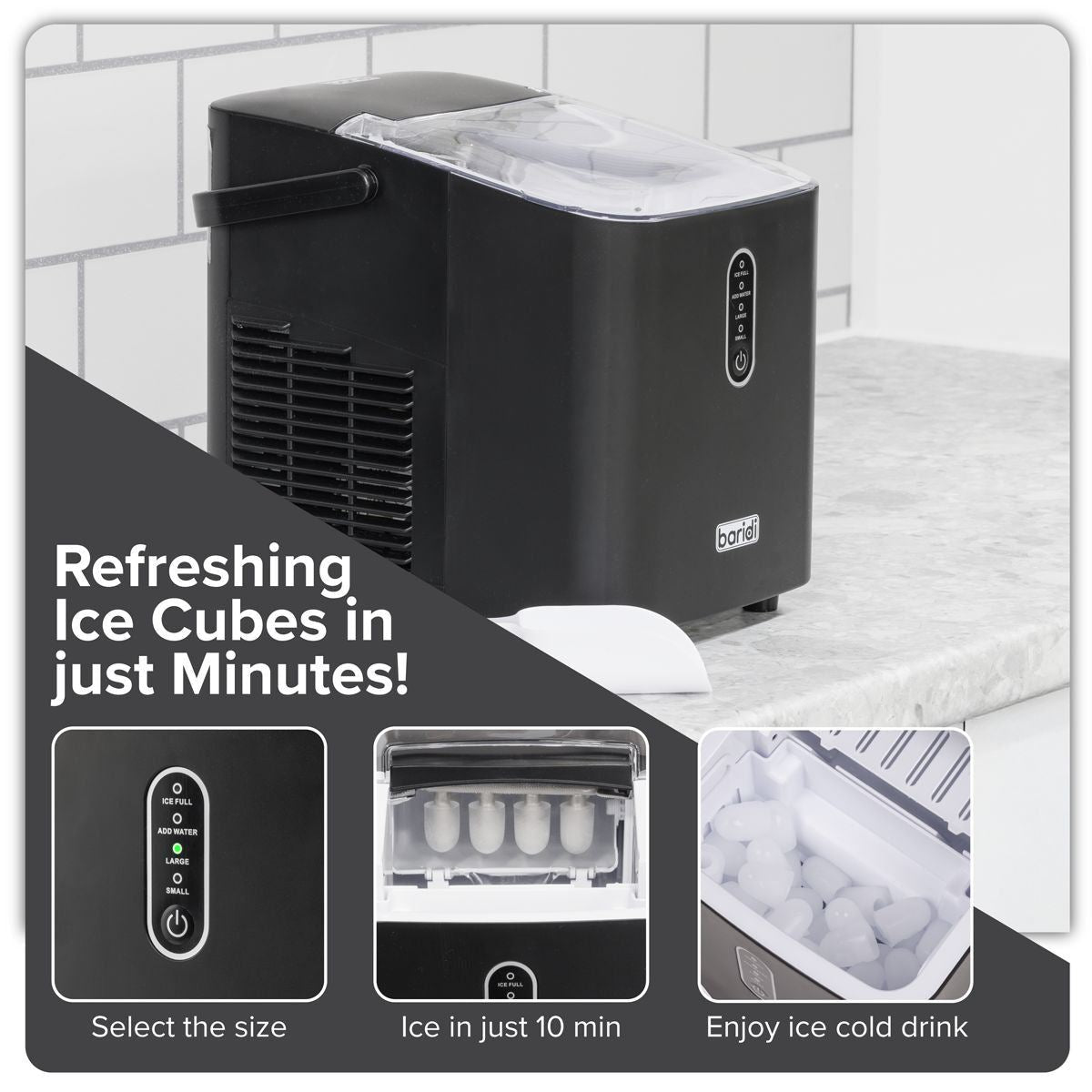 Sealey DH52 Baridi Ice Cube Maker with LED Display & 10 Minute Freeze