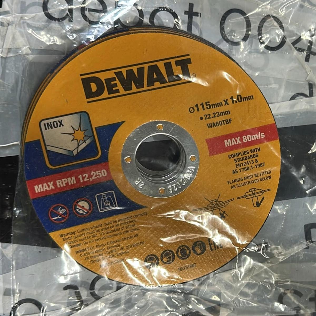 Dewalt WA60TBF 115mm x 1.0mm INOX Cutting Disc Pack of 10 Item Condition Box Opened Never Used