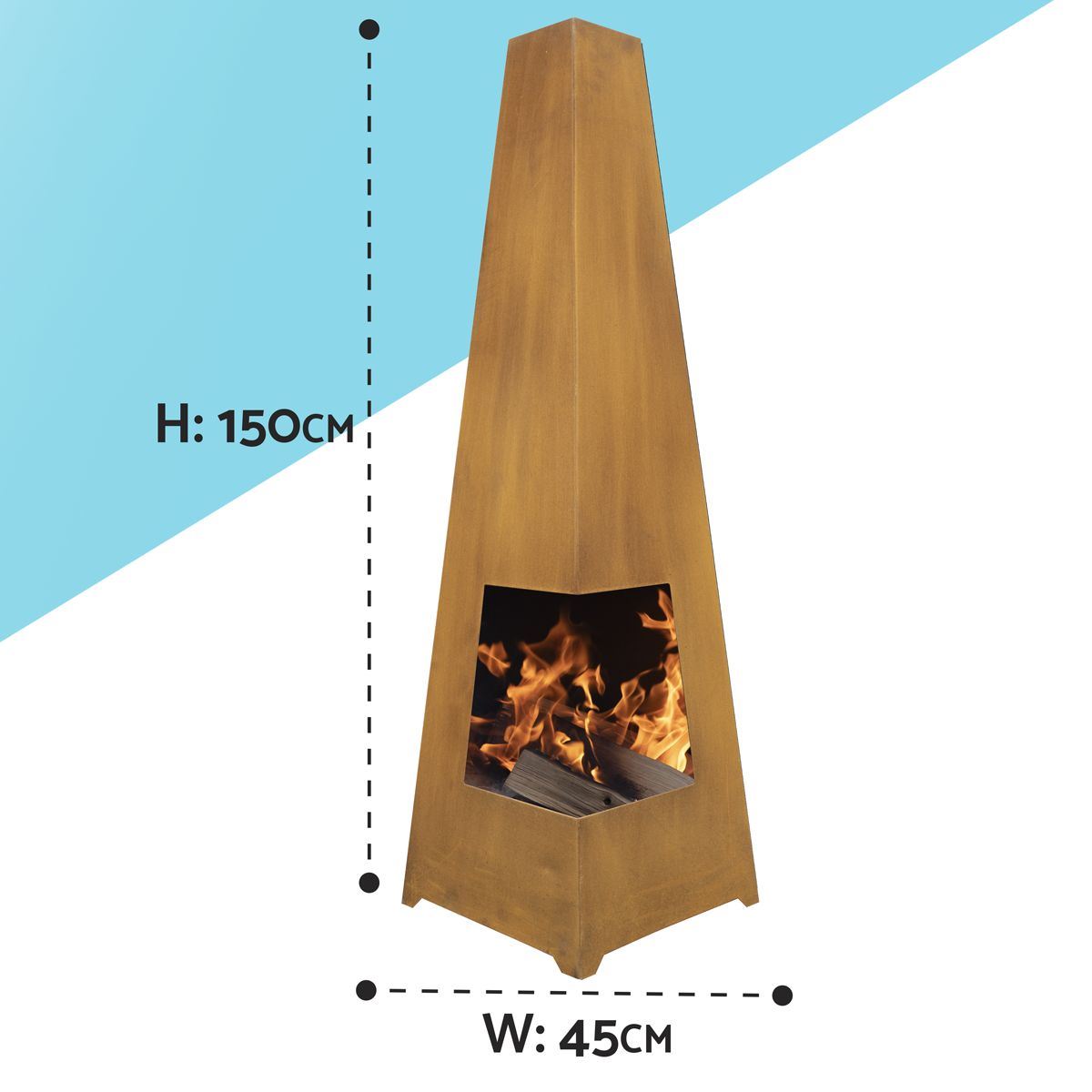 Sealey DG106 Dellonda Corten Steel Chiminea for Outdoor Use