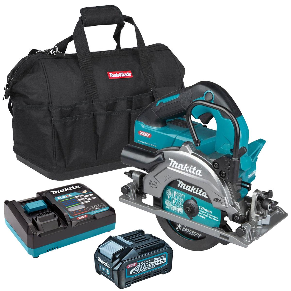 Makita HS014GZ 40V Max XGT Brushless 125mm Circular Saw with 1 x 4.0Ah Battery Charger & Bag
