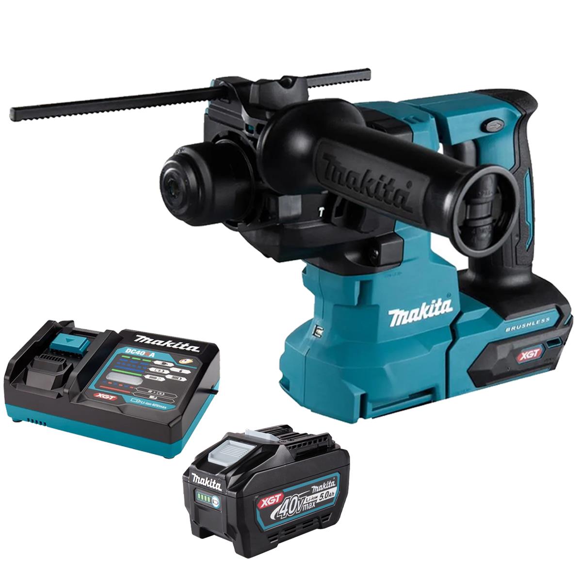 Makita HR010GZ 40V Max XGT Brushless SDS-PLUS Rotary Hammer Drill with 1 x 5.0Ah Battery & Charger