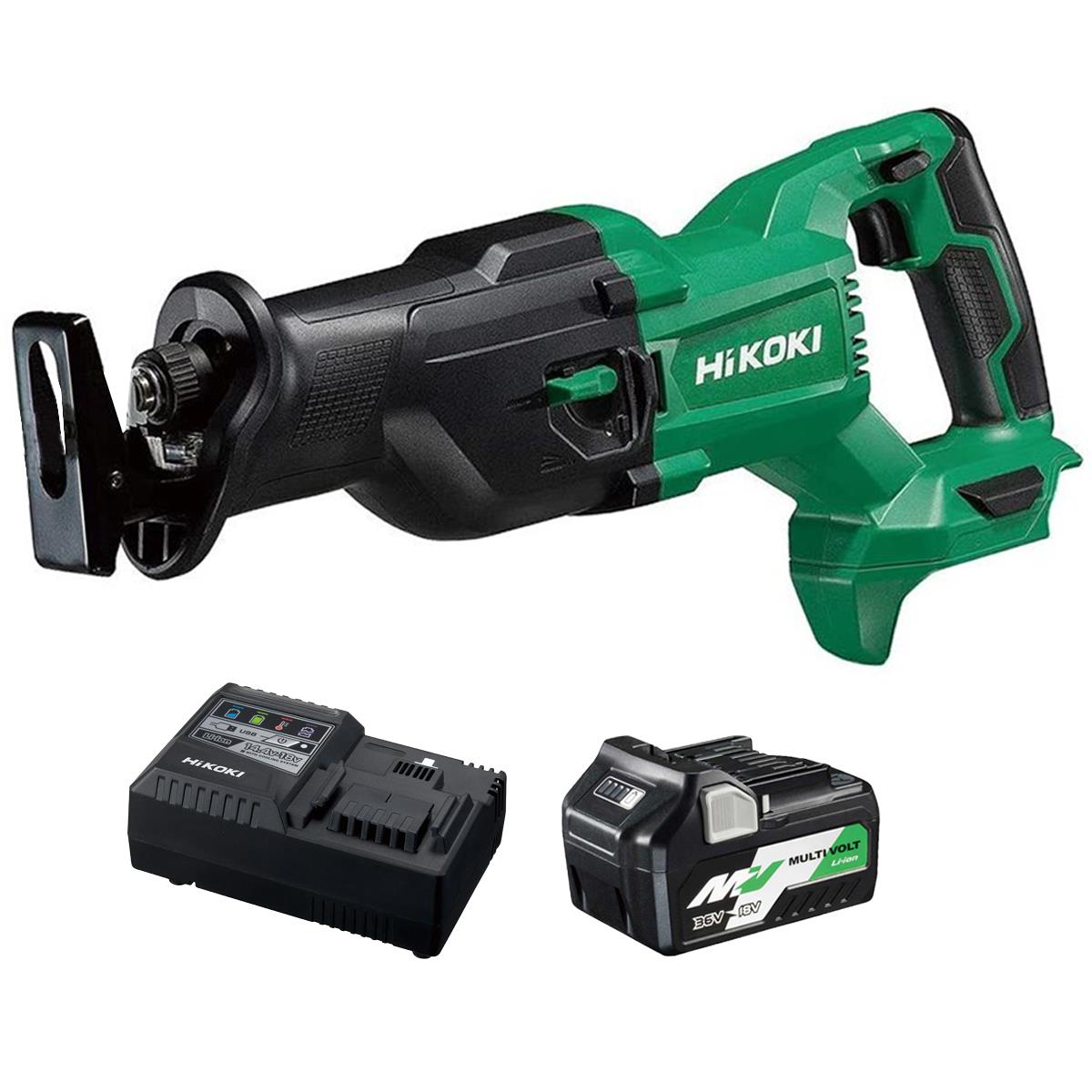 HiKOKI CR18DBW4Z 18V Reciprocating Saw with 1 x 2.5Ah/5.0Ah Battery & Charger
