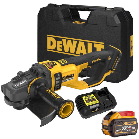 Dewalt DCG460NK-XJ 54V XR Flexvolt Brushless Angle Grinder With 1 x 9.0/3.0Ah Battery Charger & Case