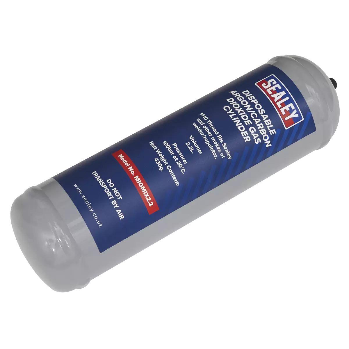 Sealey MIGMIX2.24 Disposable Argon/Carbon Dioxide Gas Cylinder 2.2L/430grm Pack of 4