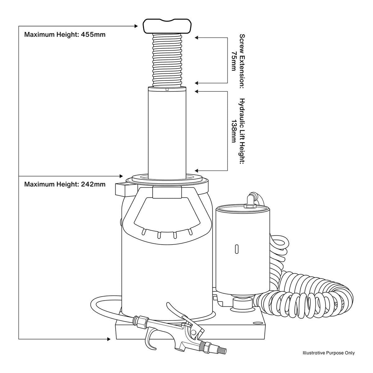 Sealey AM30 Bottle Jack 30 Tonne Manual/Air Hydraulic
