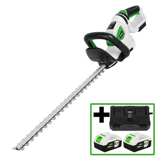 Excel 20V 22" Hedge Trimmer with Rotating Handle & 2 x 4.0Ah Batteries, Dual Port Charger