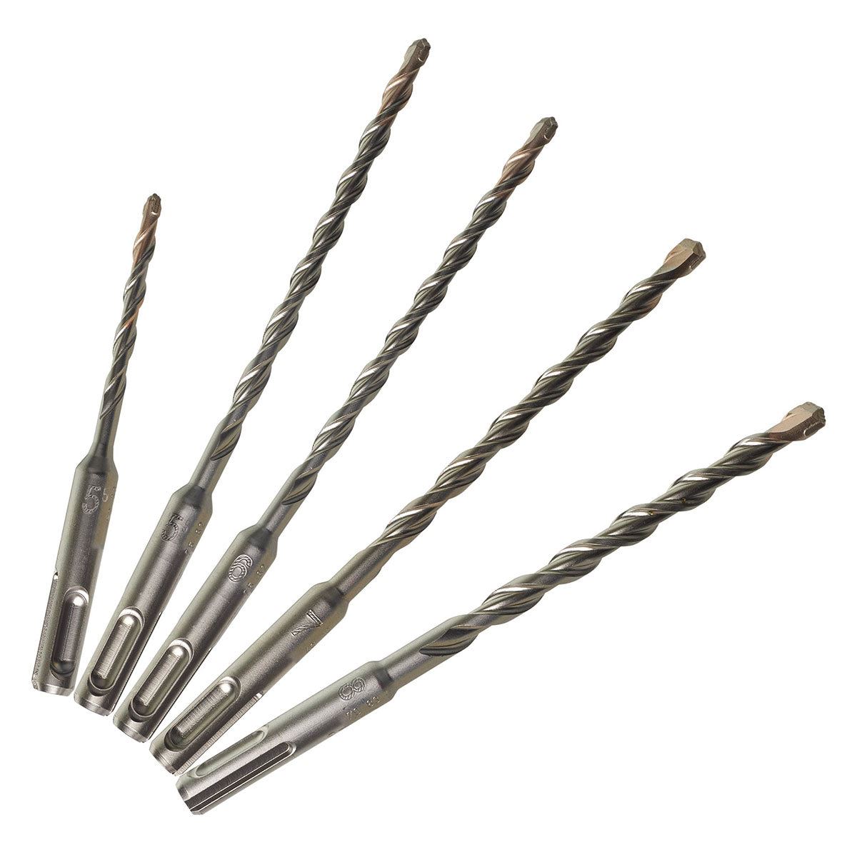 Milwaukee 5 Piece M2 2 Cut SDS Plus Drill Bit Set 4932352834