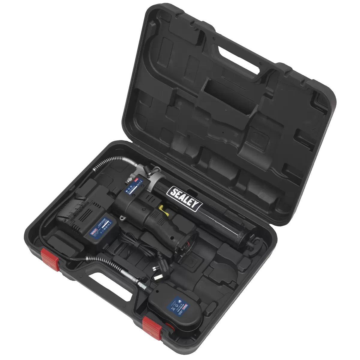 Sealey CPG18V 18V Cordless Grease Gun With 1 x 2Ah Battery, Charger & Storage Case