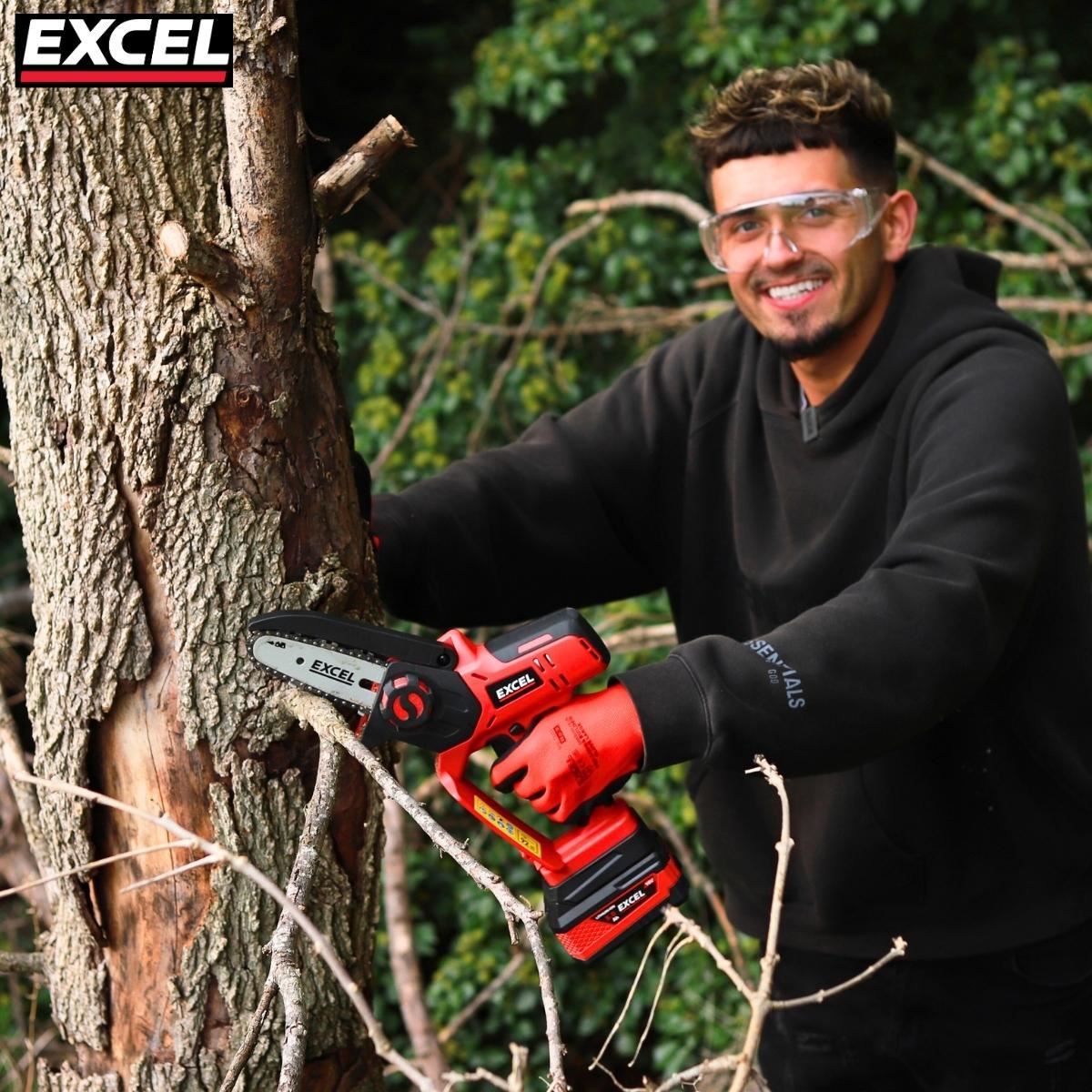 Excel 18V Cordless Mini Chain Saw with 1 x 2.0Ah Battery & Charger