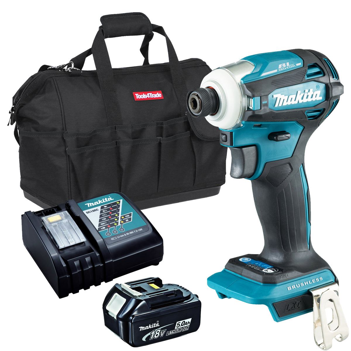 Makita DTD172Z 18V Brushless Impact Driver with 1 x 5.0Ah Battery Charger & Bag