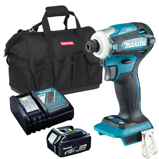 Makita DTD172Z 18V Brushless Impact Driver with 1 x 5.0Ah Battery Charger & Bag
