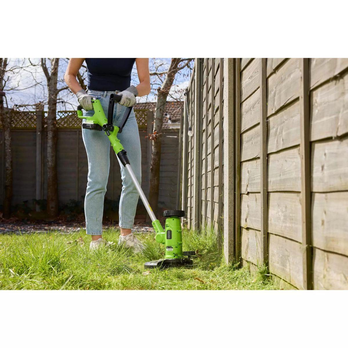 Draper 18DGA13 18V 4-in-1 Multi-Function Cordless Grass Trimmer Line Cutter with 2.0Ah Battery & Charger 31859