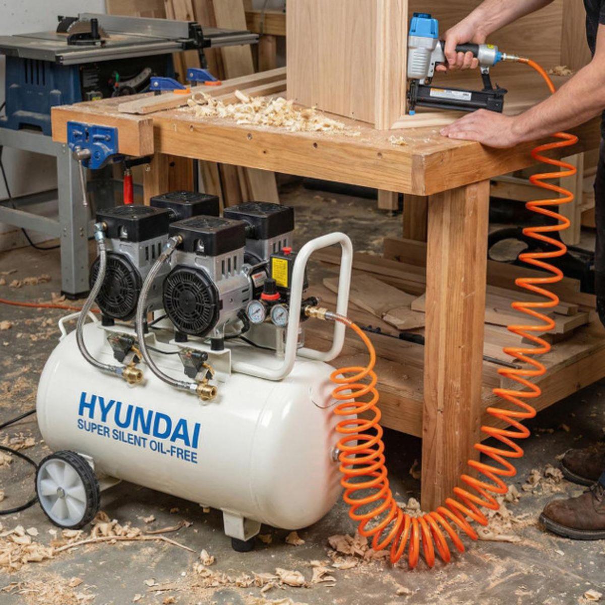 Hyundai HY27550X 50L Oil Free Low Noise Portable Electric Air Compressor 118psi 230V/1500W
