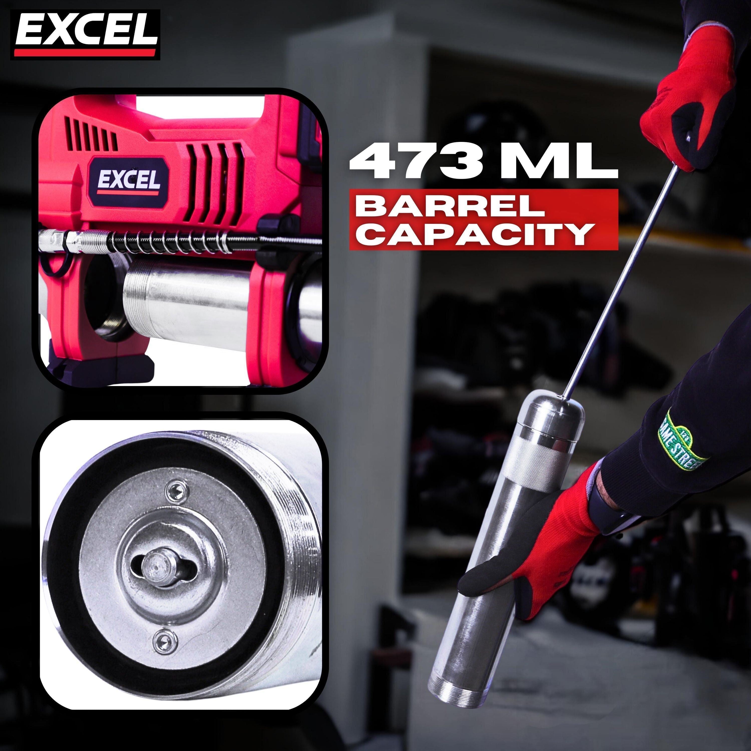 Excel 18V Cordless Grease Gun with Adaptor for Makita Battery