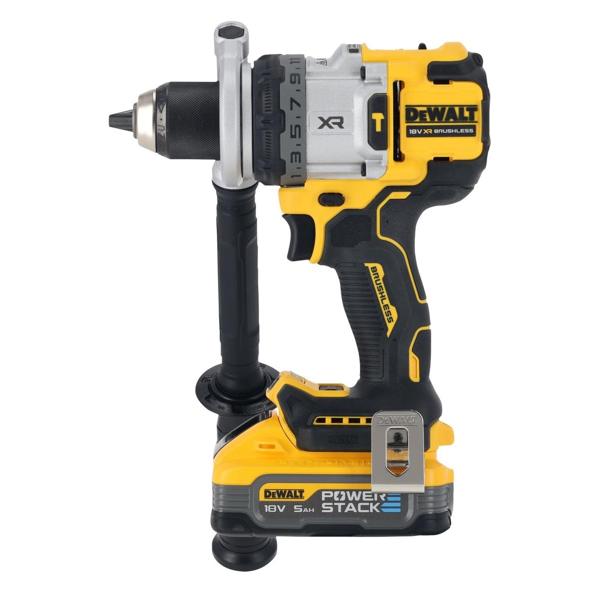 Dewalt DCD1007H2T-GB 18V XR Brushless Combi Drill With 2 x 5.0Ah Powerstack Batteries, Charger & Case