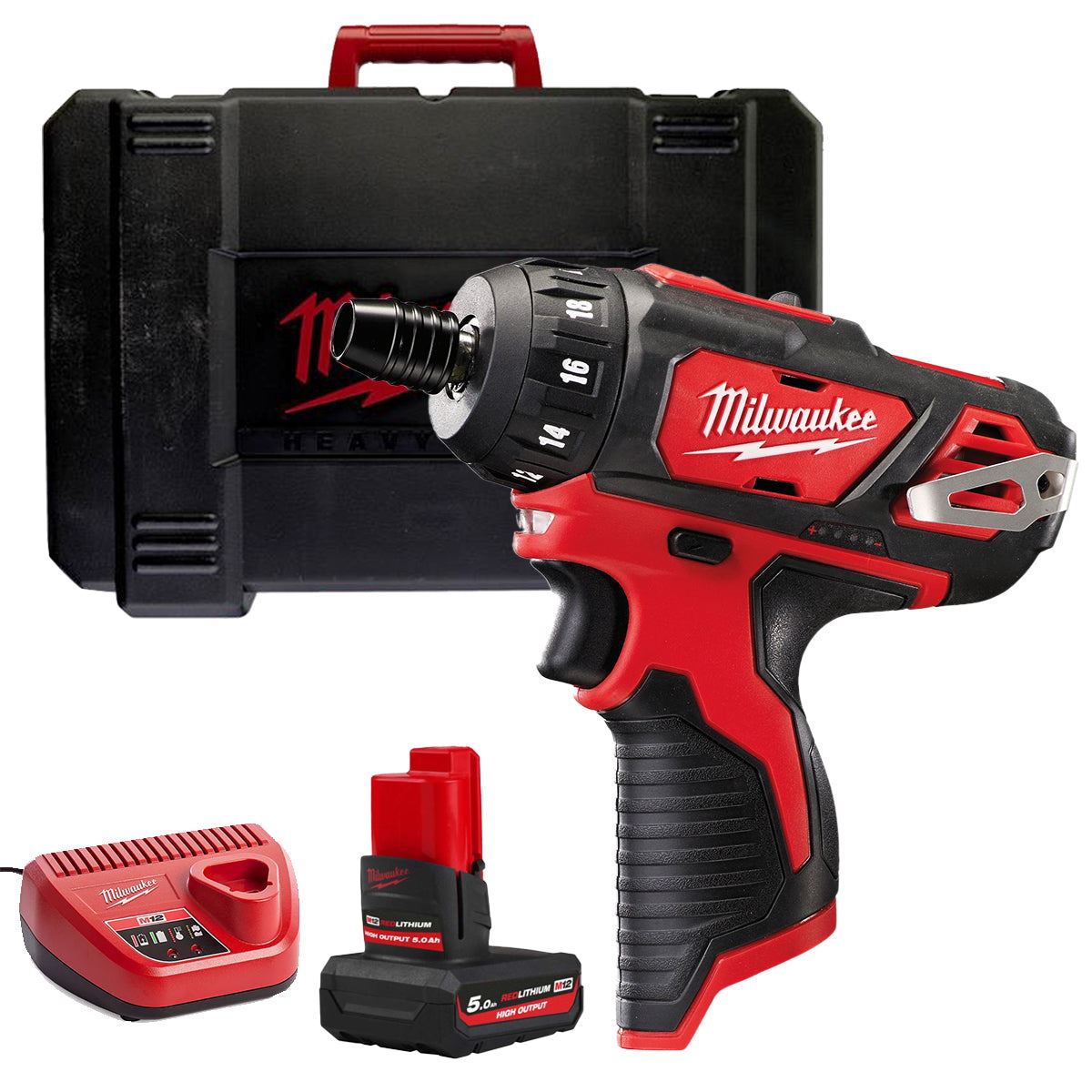 Milwaukee M12BD-0C 12V Screwdriver with 1 x 5.0Ah Battery Charger & Case