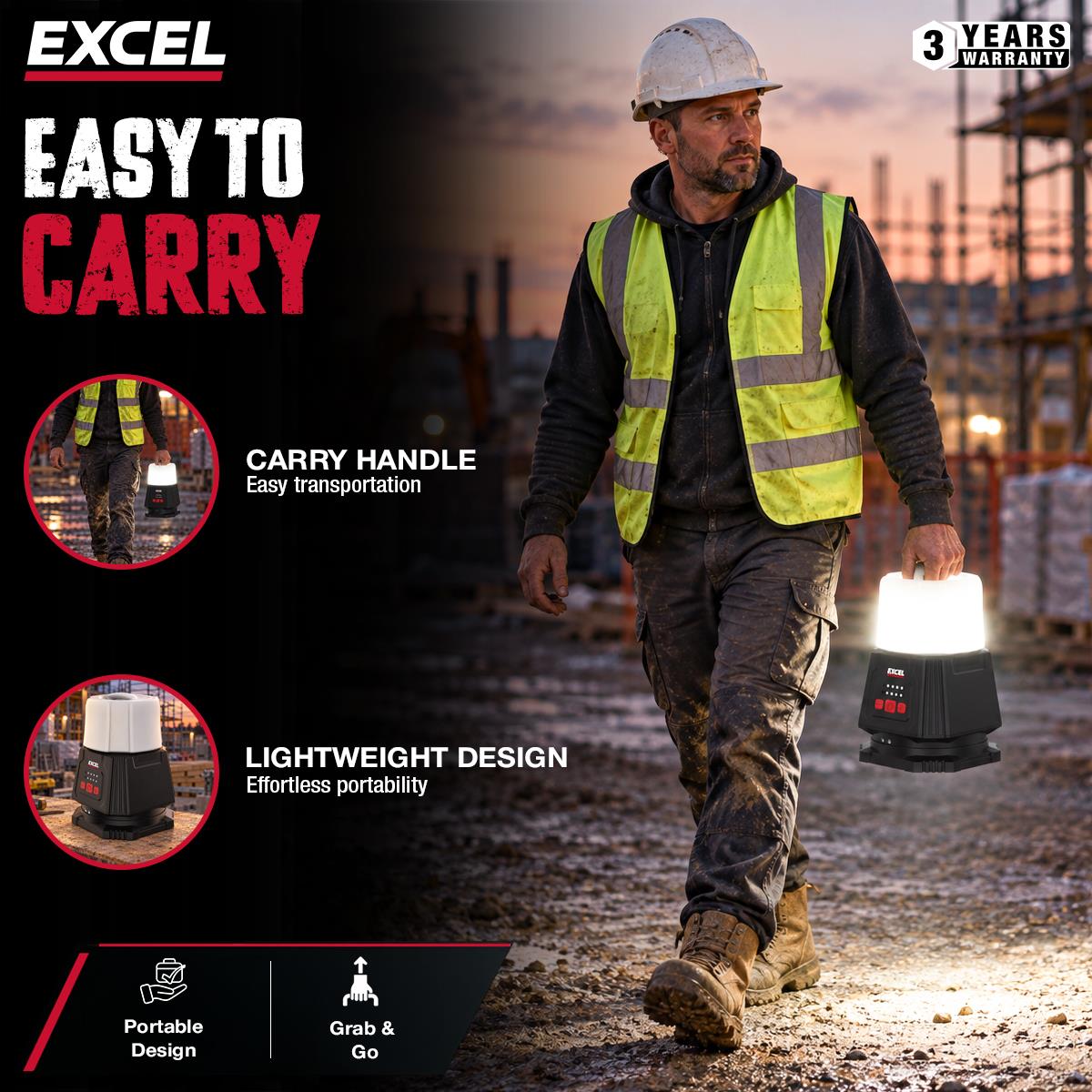 Excel 18V/240V 10000 Lumens Hybrid 360° Site Light