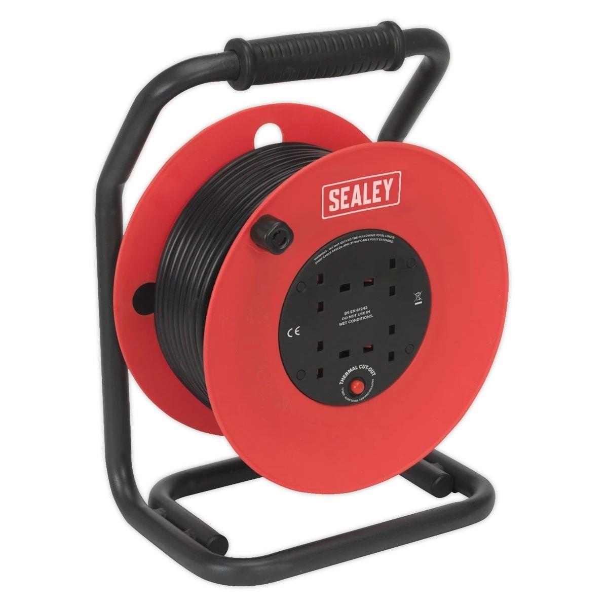 Sealey CR50/1.5 Heavy-Duty Cable Reel 50m with Thermal Trip 230V
