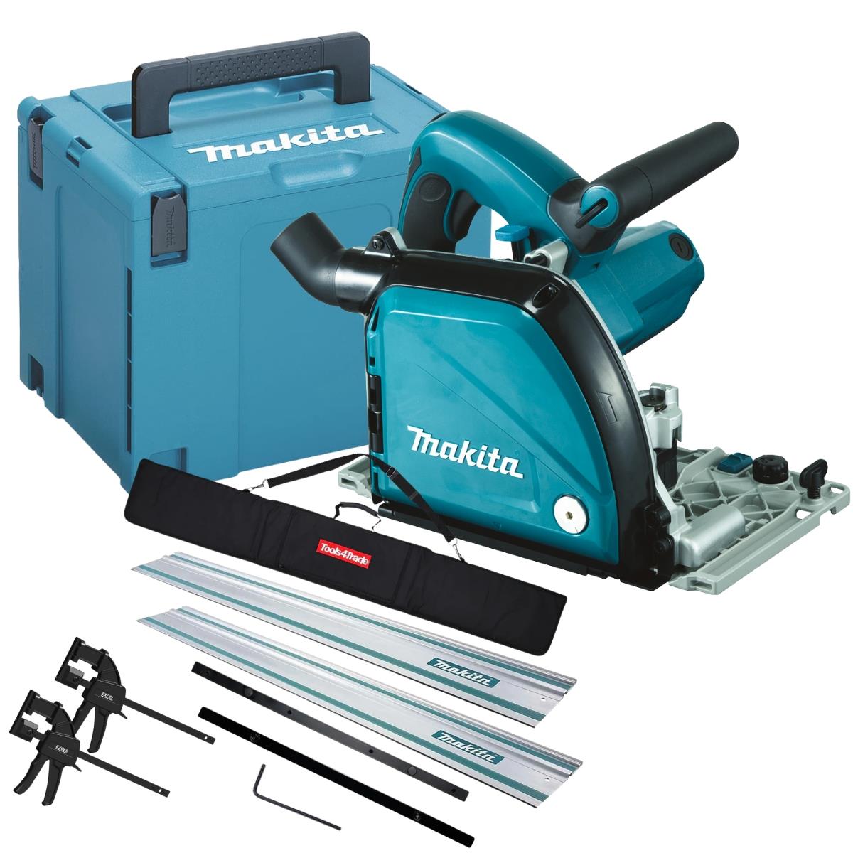 Makita CA5000XJ/2 Aluminium Groove Cutter In Case 240V With 2 x 1.5m Guide Rail, Connector, Bag & Clamp