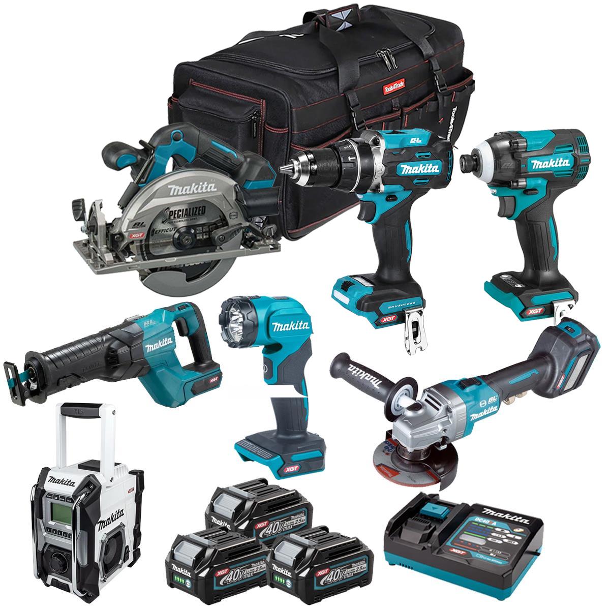 Makita 40V 7 Piece Combo Kit with 3 x 2.5Ah Batteries & Charger T4TKIT-6617