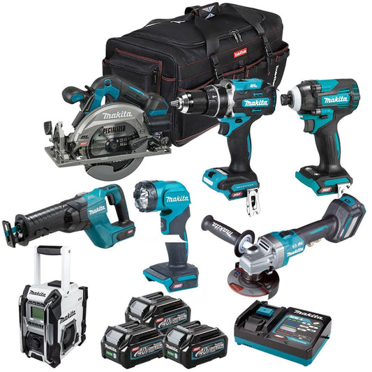 Makita 40V 7 Piece Combo Kit with 3 x 2.5Ah Batteries & Charger T4TKIT-6617