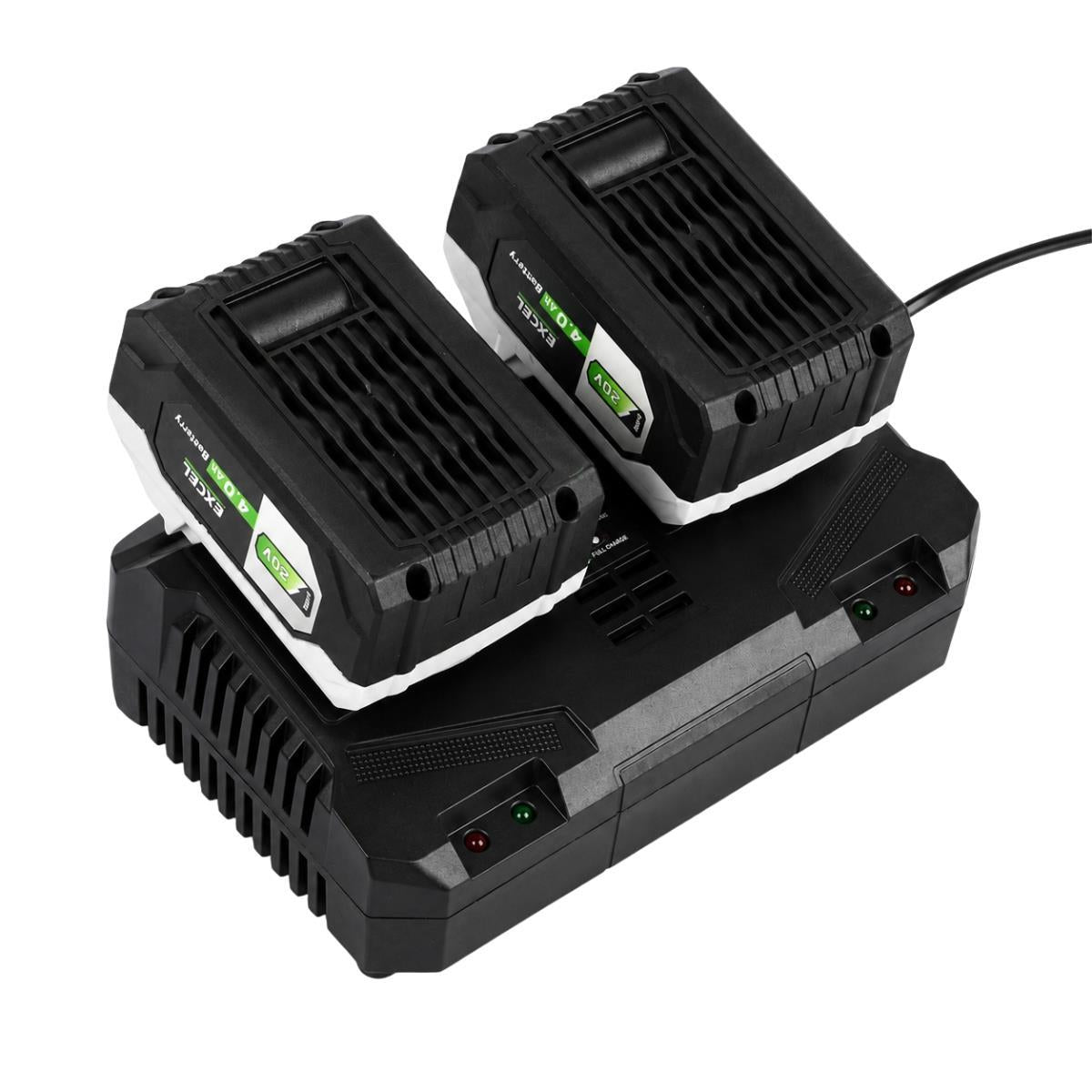 Excel 20V 4.0Ah Lithium-ion Battery Twin Pack with Dual Port Charger