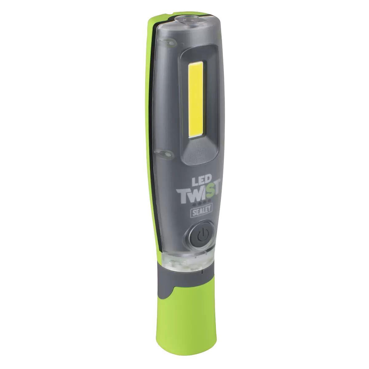 Sealey LED2001GDB LED Twist Rechargeable Inspection Light 16W Cob & 1W Smd Green Display Box of 12