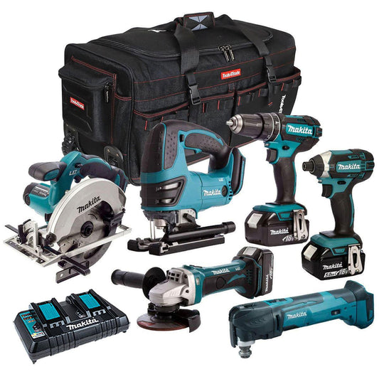 Makita 18V 6 Piece Tool Kit with 3 x 5.0Ah Batteries & Charger T4TKIT-3552
