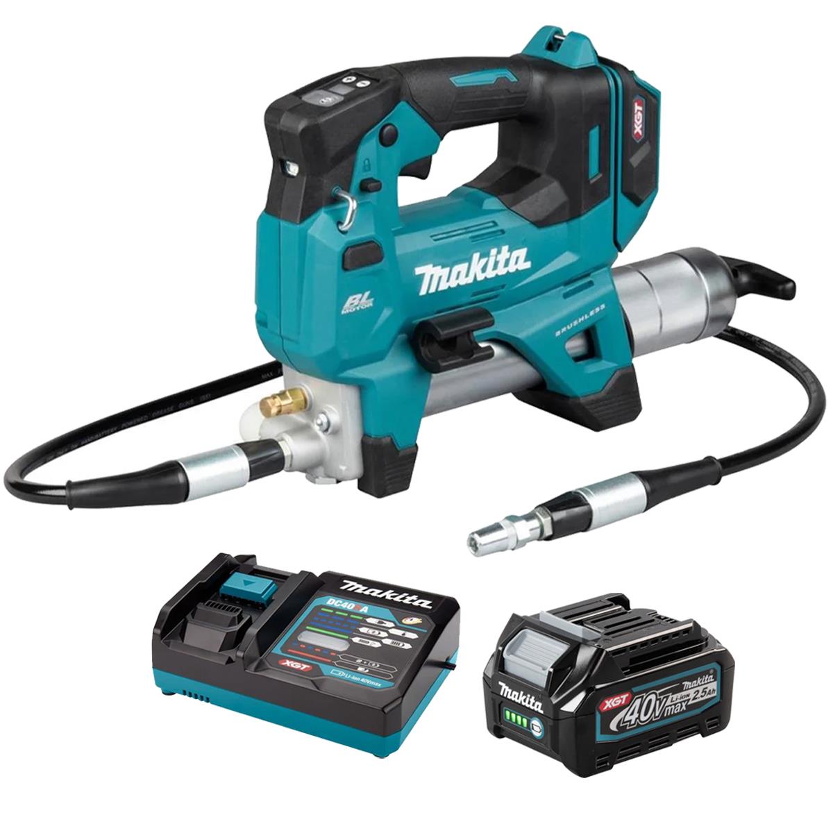 Makita GP001GZ 40V Max XGT Grease Gun with 1 x 2.5Ah Battery & Charger